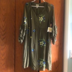 Anthropologie Fig & Flower Embroidered Dress L NWT